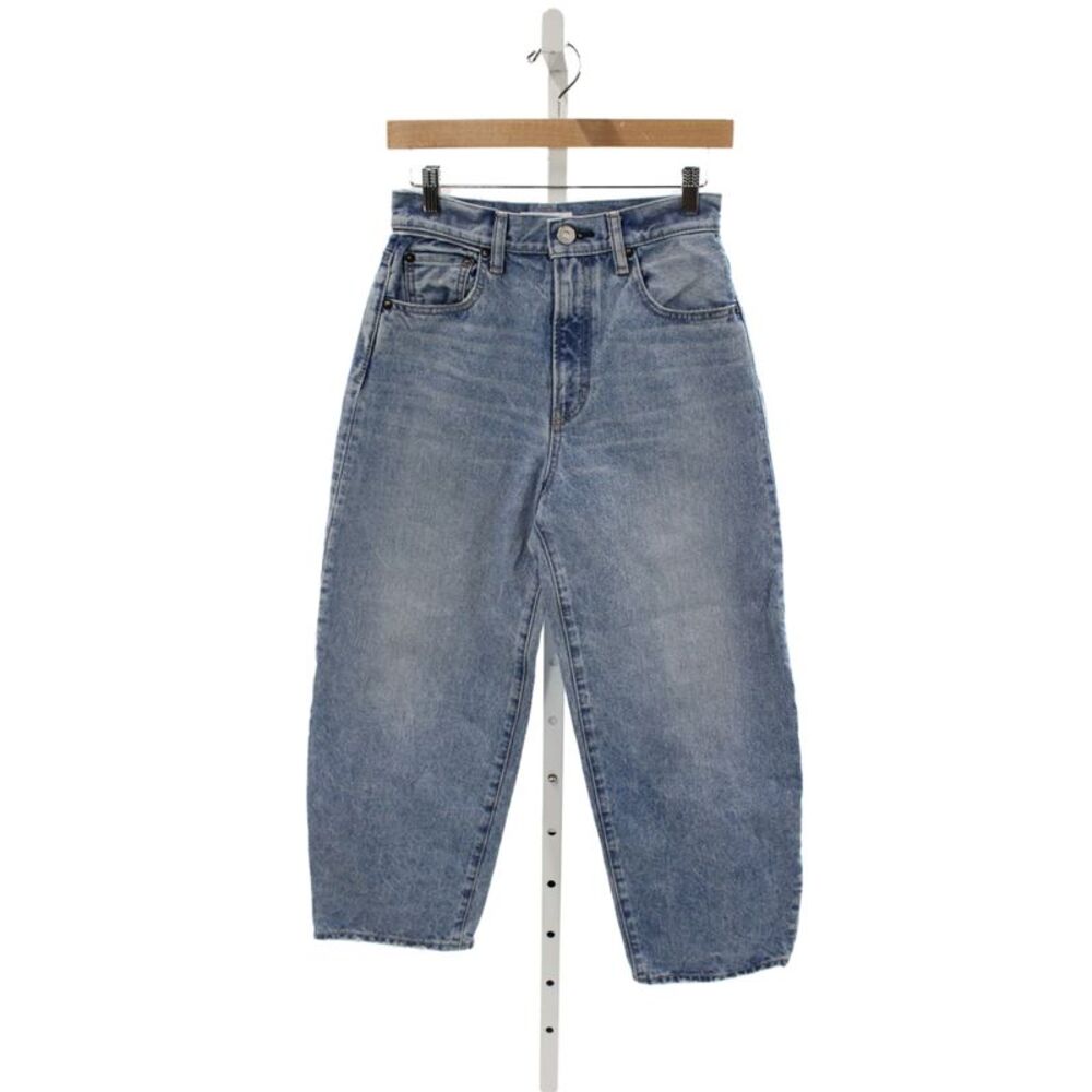 Moussy Womens Wide-Leg Jeans Blue 100% Cotton Mid Rise Inseam 24 Size 26